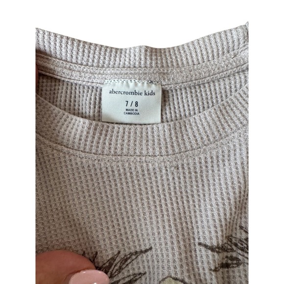 Abercrombie Kids Girls Top Size 7/8 Waffle Knit Heart Tie Front Long Sleeve - Picture 4 of 5